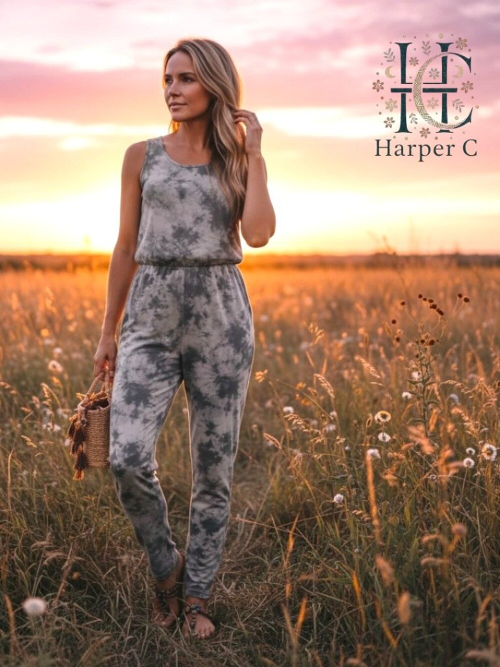 Ambiance Gray Tie Dye Jumpsuit Sleeveless Lounge One Piece Size L